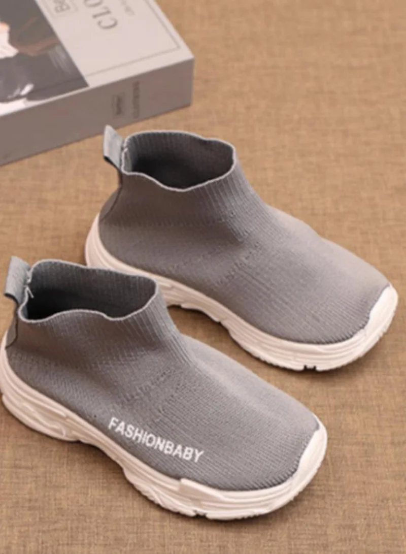 تايك تو حذاء سنيكرز بناتي سهل الارتداء رمادي سادة